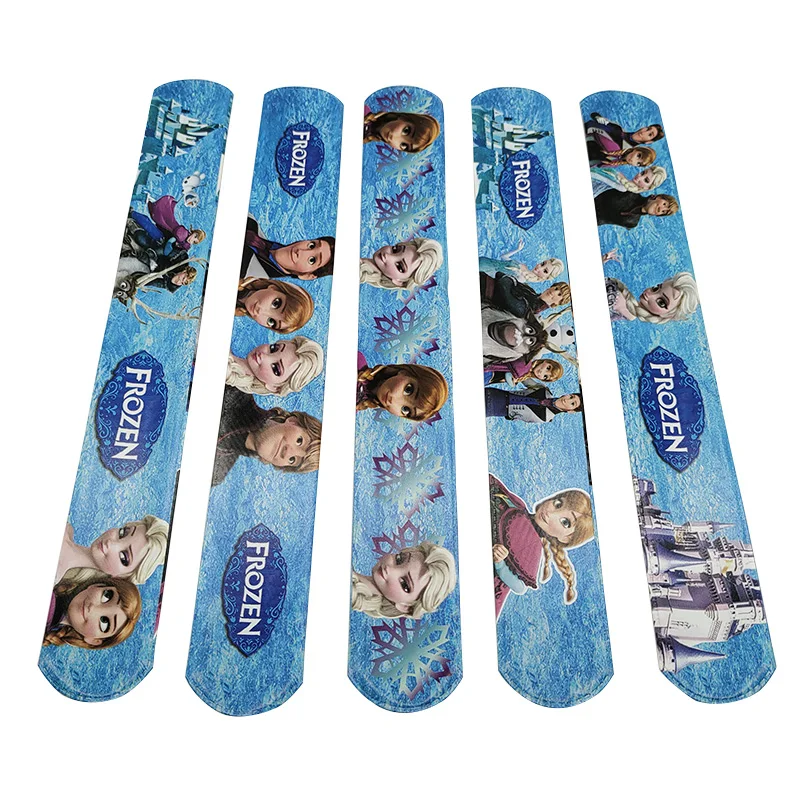 12PCS Kids Happy Birthday Party Favor Princess Frozen Elsa Anna Slap Bracelet Party Gift Souvenir Cute Giveaway