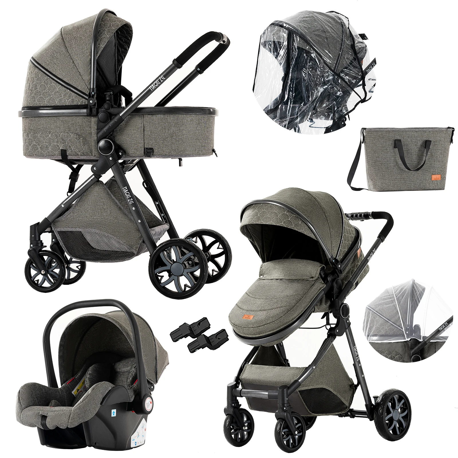 Baby stroller 3 in 1 stroller baby carriage lightweight stroller Mother kids baby carts High landscape stroller travel pram