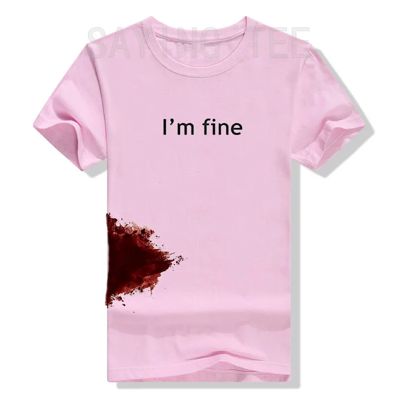 Ich bin fein grafische Neuheit sarkastischen Film Halloween Kostüm Humor beängstigend lustige T-Shirt Geschenke für Frauen Männer Kleidung Grafik