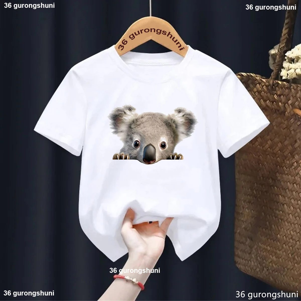 Children'S Hide And Seek Game, Animal Cartoon Printed Children'S Tshirt Funny Koala, Giraffe, Penguin Animal Boys T-shirt Tops