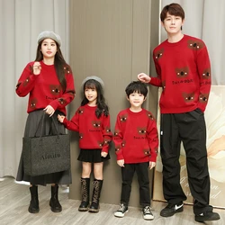 Matching Family Sweaters Autumn Winter Mum Daughter Dad Son Knitwear Tops Couple Outfit Adults Kids Men Women Christmas Clothing