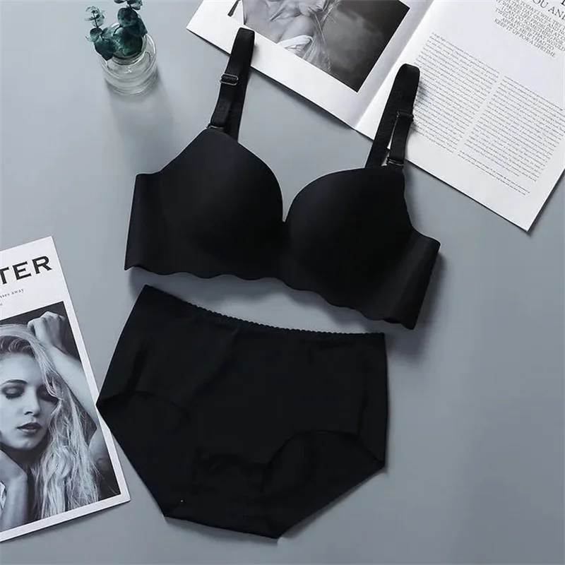 High Quality Wine Underwear Push Up Bras and Panty Set for Women No Underwire Brassiere Seamless Bras Lingerie Sets Sexy Panties