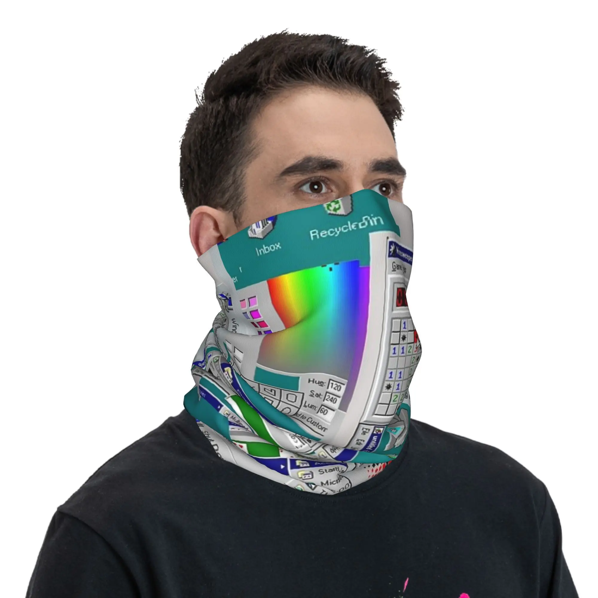 Windows 95 Collage Bandana Neck Gaiter Printed Mask Scarf Multifunction Headwear Outdoor Sports Unisex Adult Windproof