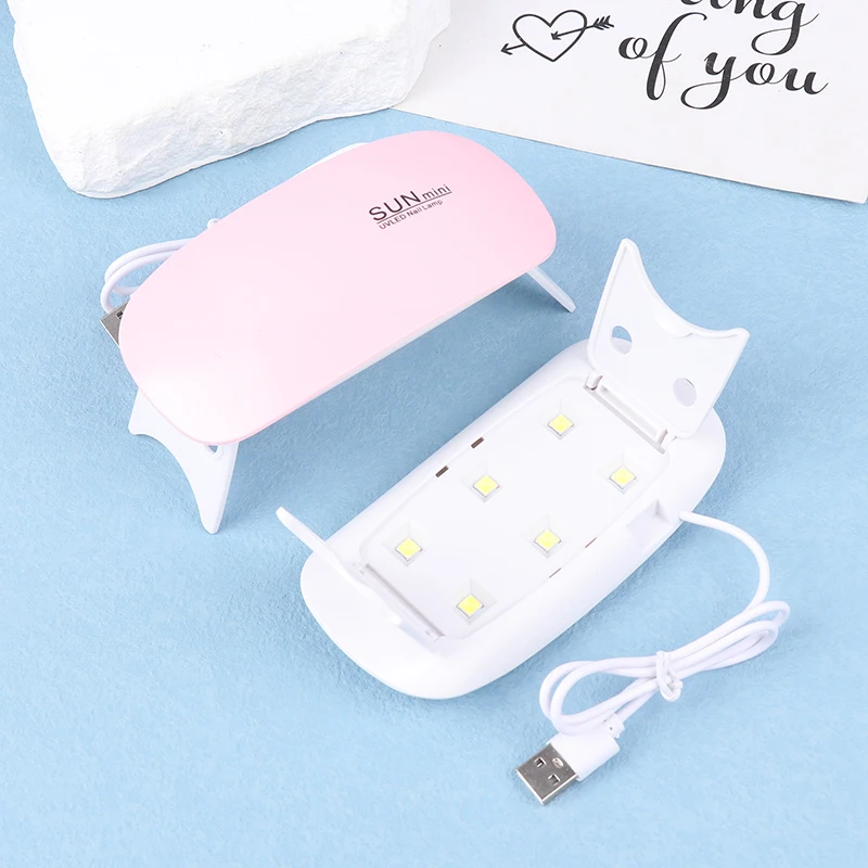 6W Mini Nail Lamp UV LED Gel Polish Cured Pink White Nail Dryer Machine Portable USB Cable Home Nails Dry Tool For Gel Varnish