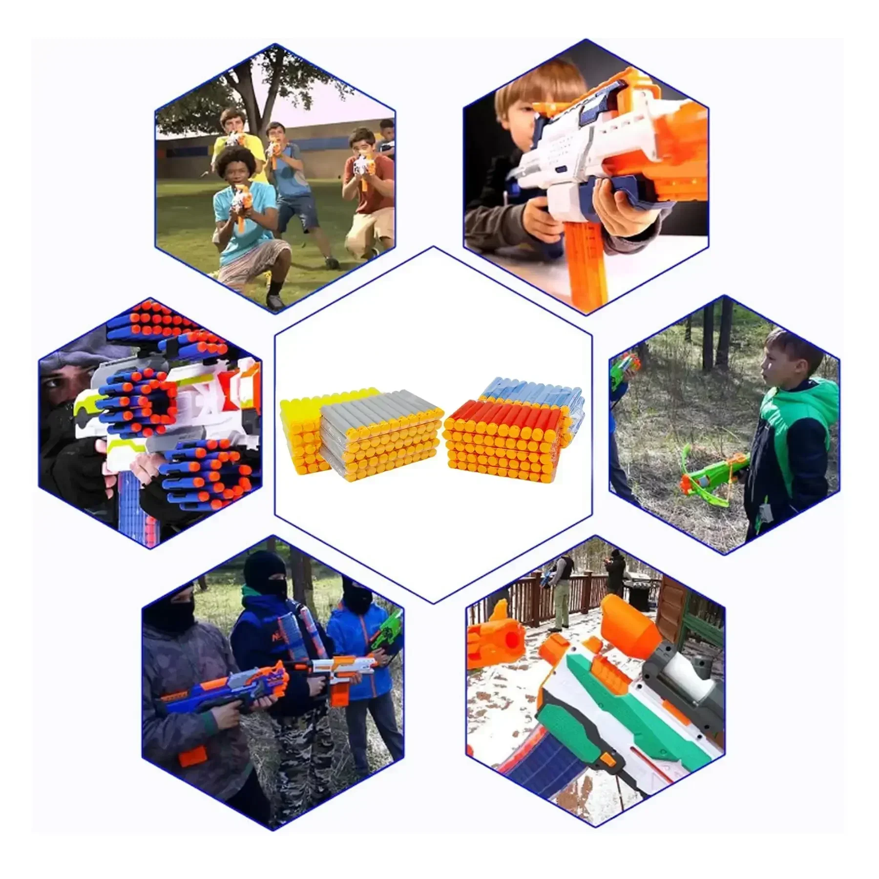 سهام الهراء من WRefill متوافقة مع مسدسات لعبة Nerfs Elite Guns Series Blasters، رصاصات EVA، لعبة فريق الحفلات، 7.2 × 1.2 سم #6