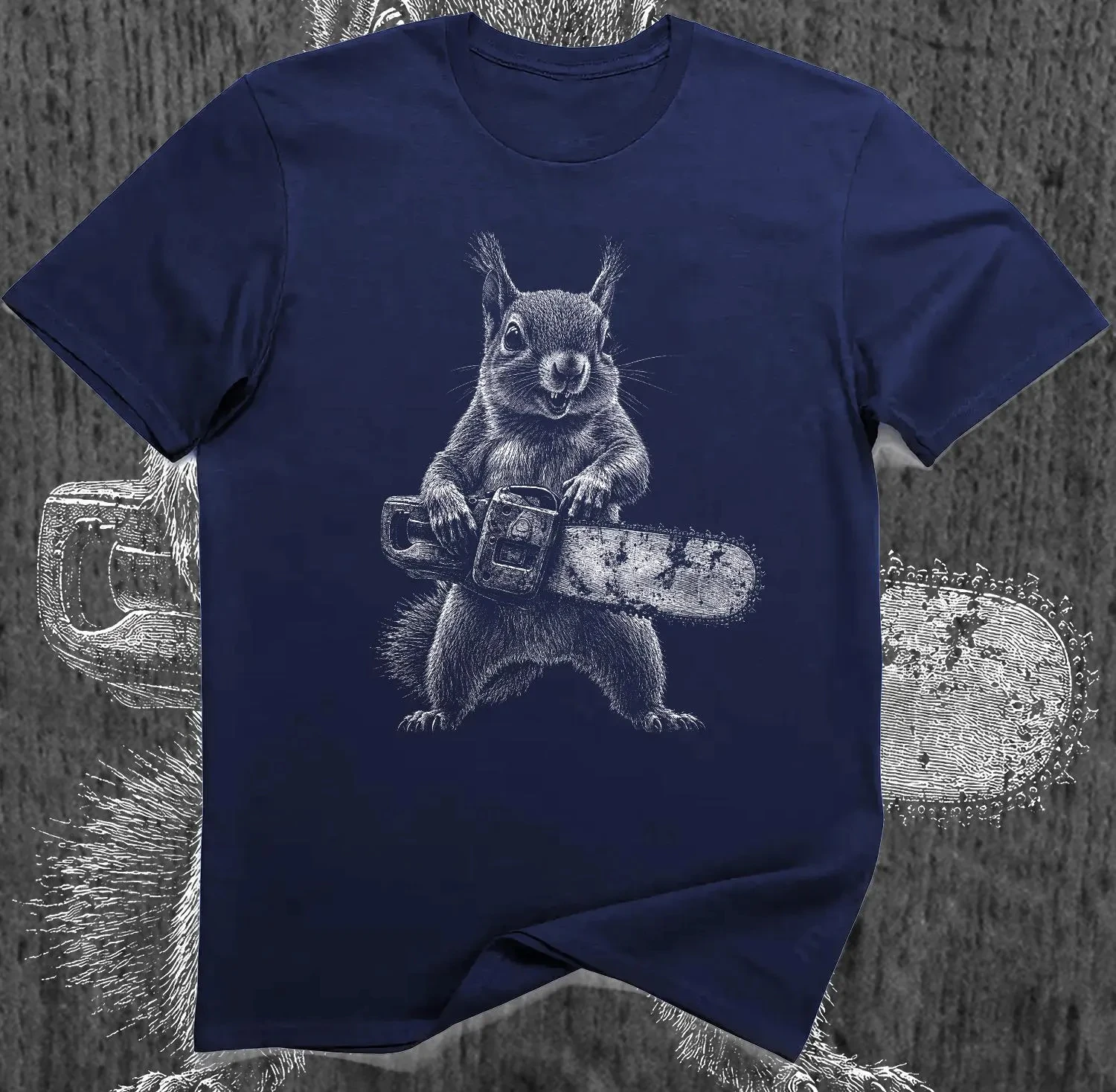 Chainsaw Squirrel Shirt Funny Woodland Horror Animal Graphic Tee Chaotic Forest Meme Gift Four season popular unisex T-shirt