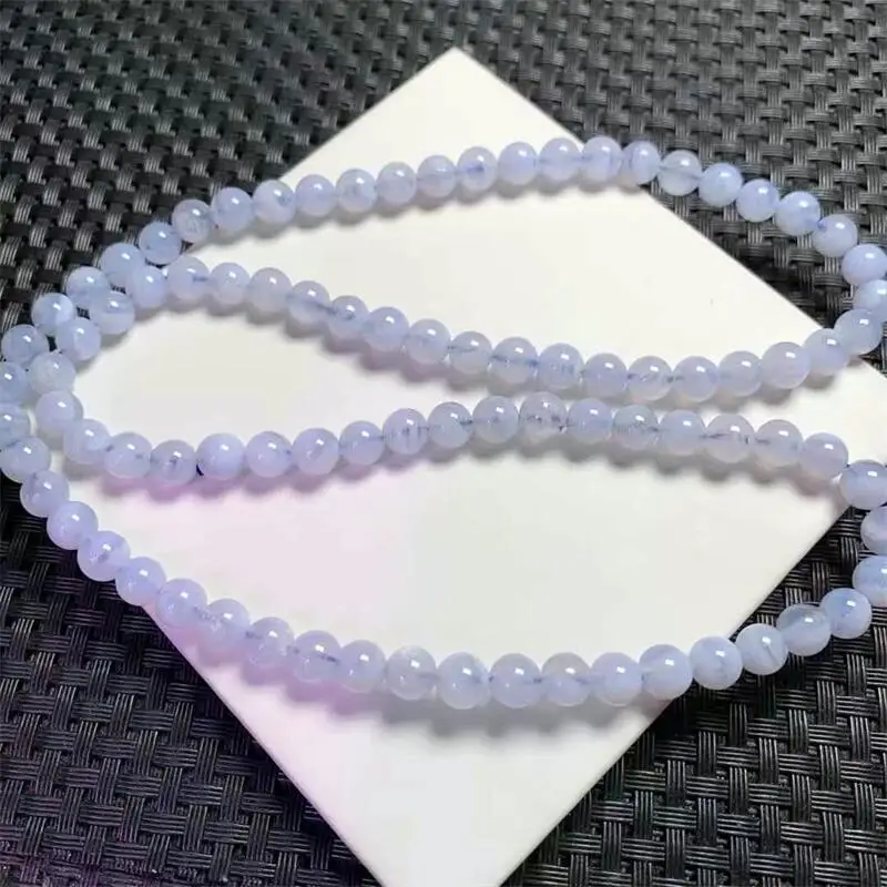6.6MM Natural Blue Lace Agate Triple Circle Bracelet Gemstone Reiki Healing Jewelry Energy Crystal Holiday Gift 1PCS