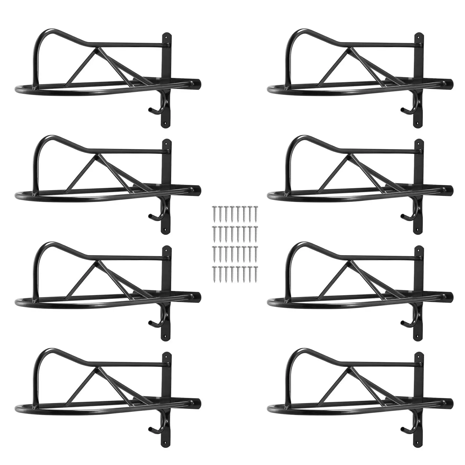 8 Packs Wall Mount Horse Rack with Pad Bar 27.3 x 16.3 x 12.5 in Portable Stand for english and Western Saddles for equestrian Tack Storage Black