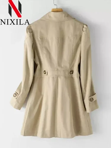 Imagen 2 del producto Primavera otoño Casual rompevientos versión del cortavientos largo Top moda coreana señoras abrigos chaquetas mujeres gabardina ropa
