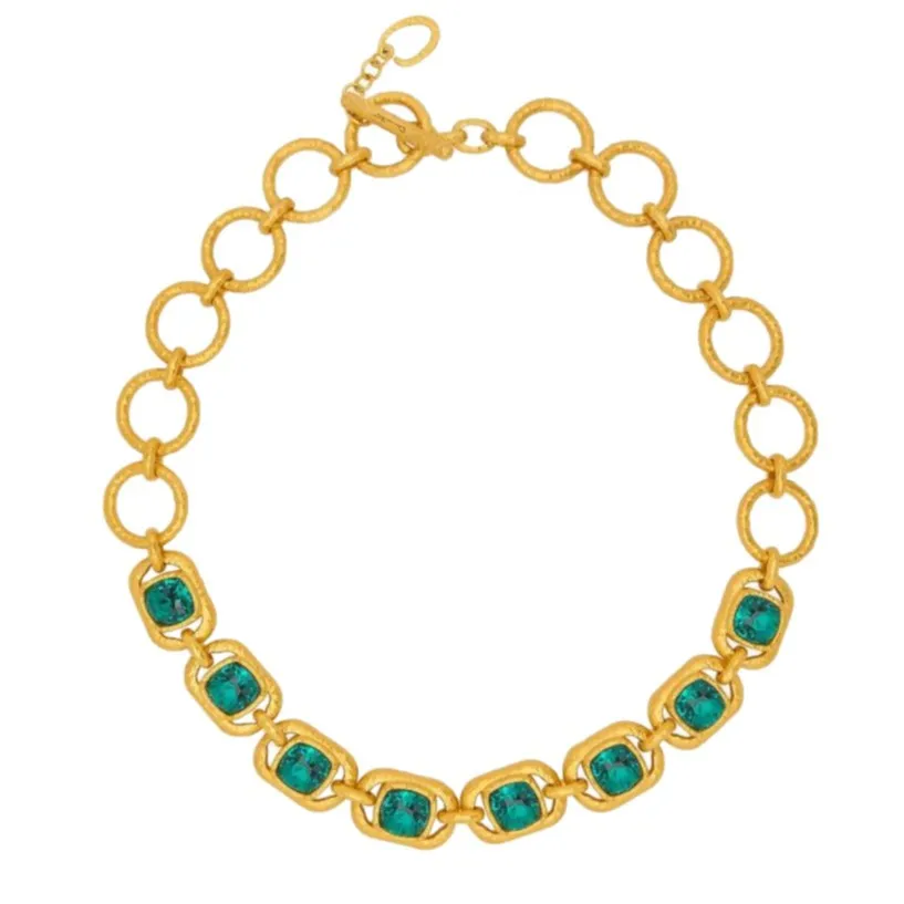 

European and American Fashion High-End Jewelry Large Set Faceted Colorful Glass Crystal Necklace for Women Collarbone Chain Tren