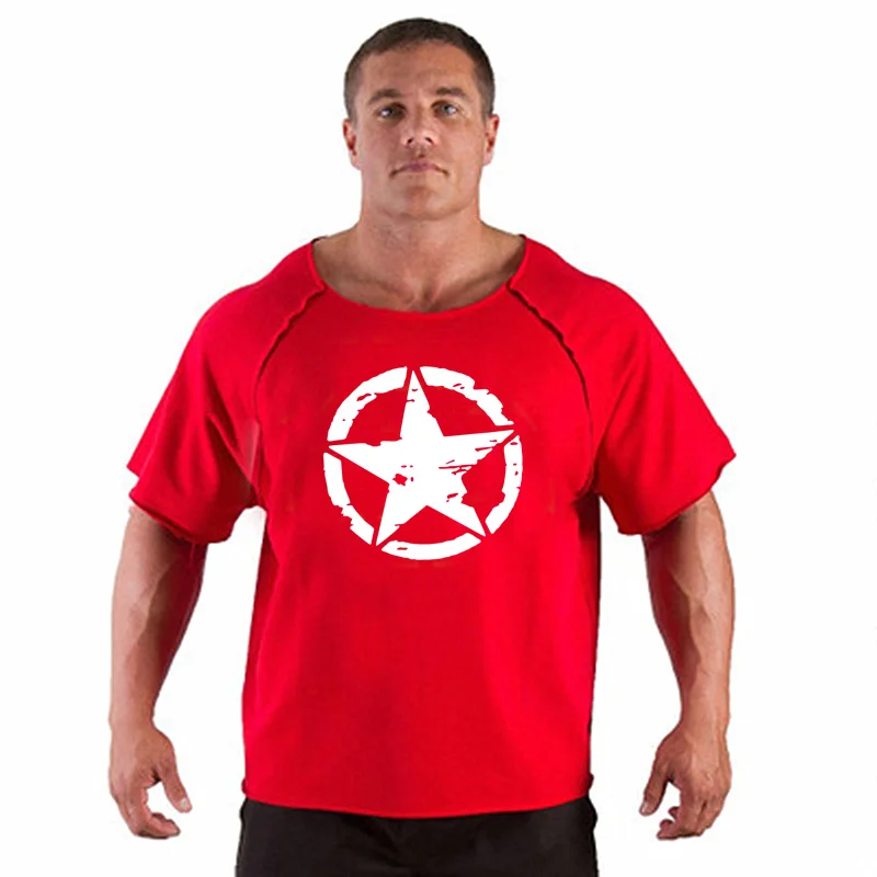 Men\'s T Shirts Fitness Men Bodybuilding Shirt Batwing Sleeve Rag shirt Gym Fitness Muscle Running T shirt
