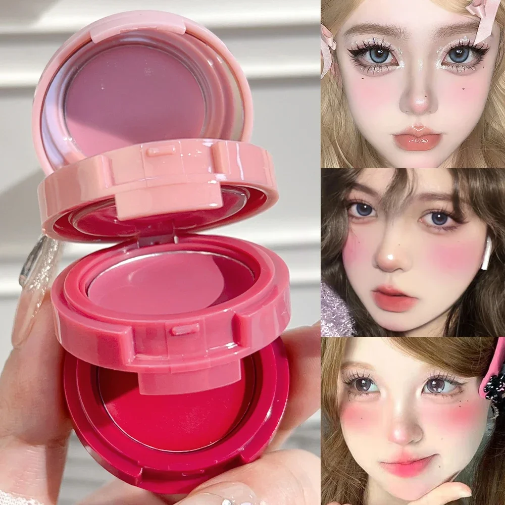 Natural Matte Face Blusher, creme labial suave, maquiagem bochecha, contorno à prova d'água Brighten, creme Blush doce de 3 cores