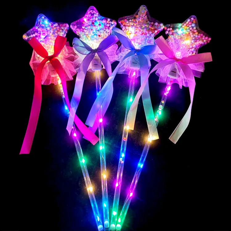 10PCS Fairy Stick Wave Ball Magic Stick Sparkling Ball Push Small Gift Children\'s Glow Toy Party Supplies Favors