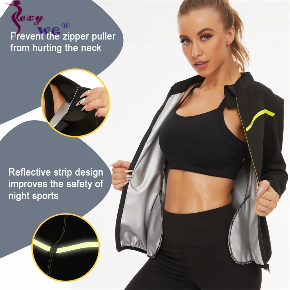 SEXYWG-traje de Sauna adelgazante para pérdida de peso, Tops de sudor para mujer, camisa de manga larga para entrenador de cintura, chaleco de entrenamiento para gimnasio, ropa moldeadora de Fitness