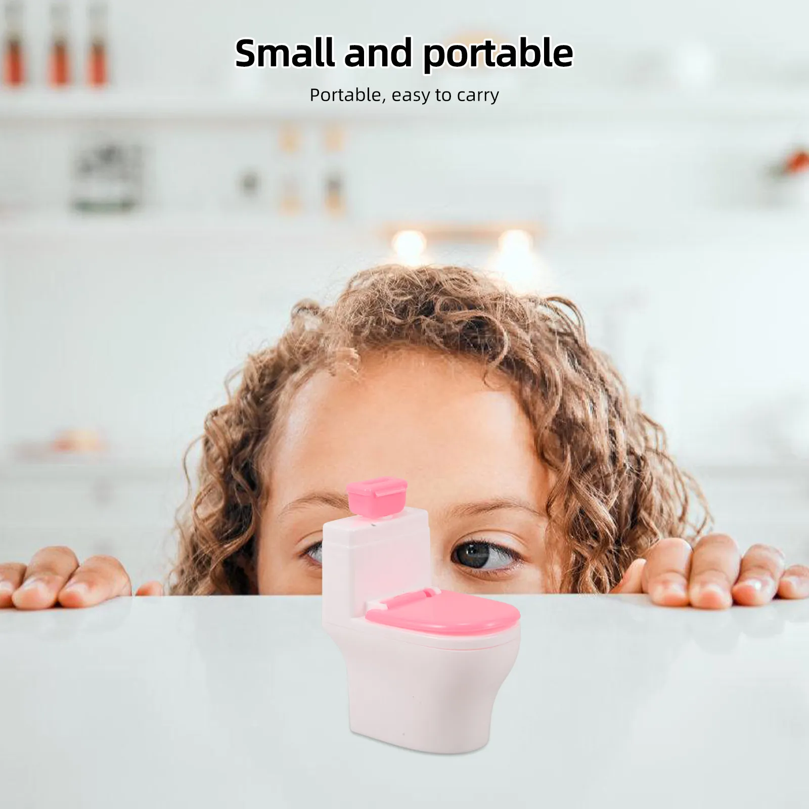 

Plastic Toilet Realistic Miniature Pretend Play Bathroom Furniture Simulation Potty Training Aid for Children Playroom