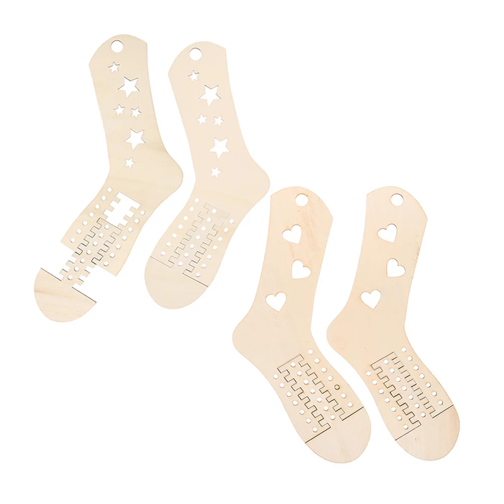 

4Pcs Sock Knitting Tools Wood Blockers for DIY Hand Mold Shape Retention Smooth Edges Ideal Gift for Craft Lovers