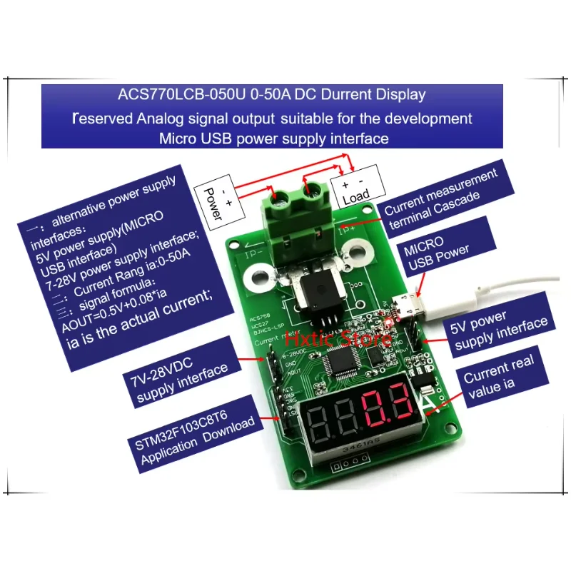 Nouveau 1 pièces/uno ACS770LCB-050U ACS770LCB 050U ACS770 0-50A DC compteur d'affichage de courant