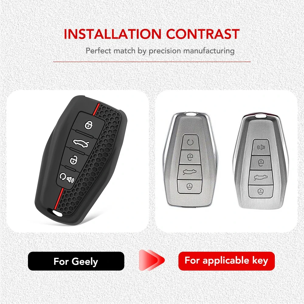 Silicone Car Remote Key Case Cover Holder Shell For Geely Coolray Manjaro Atlas Pro Okavango Tugella Emgrand GT S Proton X50 X70