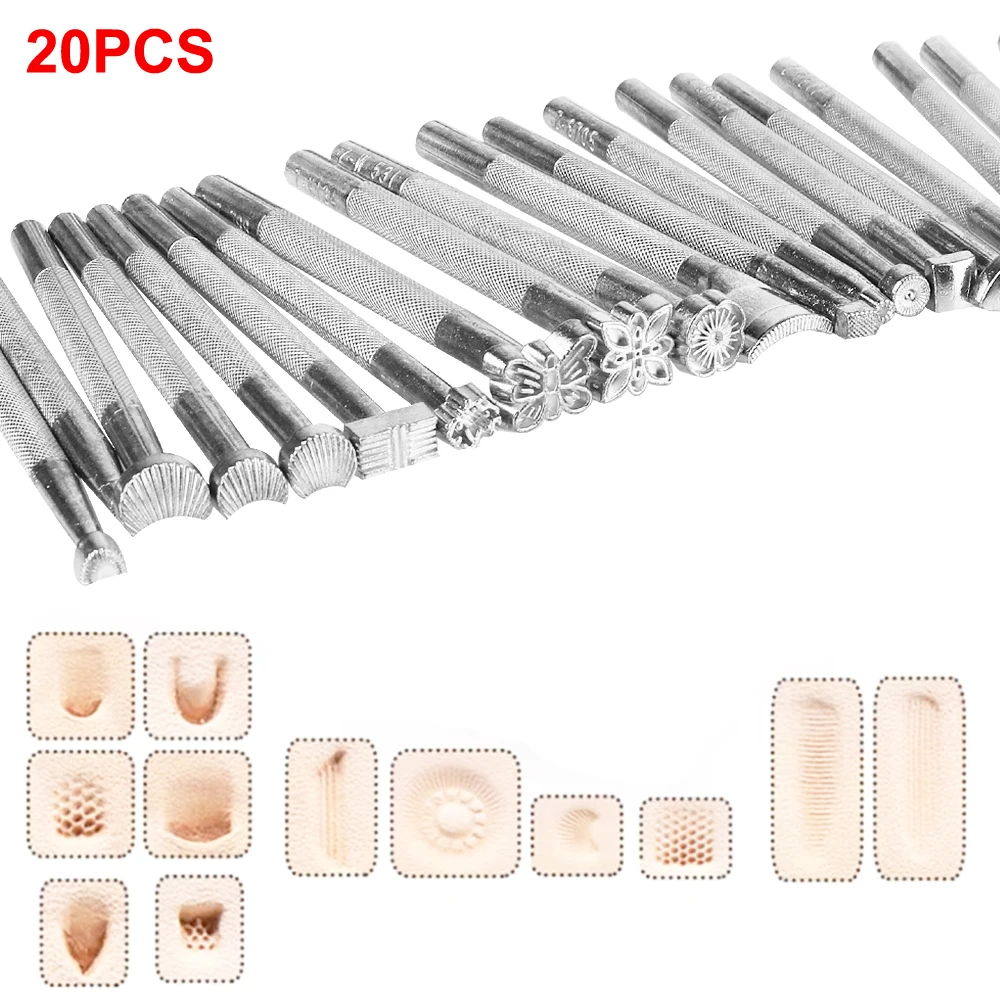 Printing Carving Chisel Set Arts And Crafts Sculpture Knocking Flowers 20Pcs DIY Carving Leather Tool Accessories Stencil