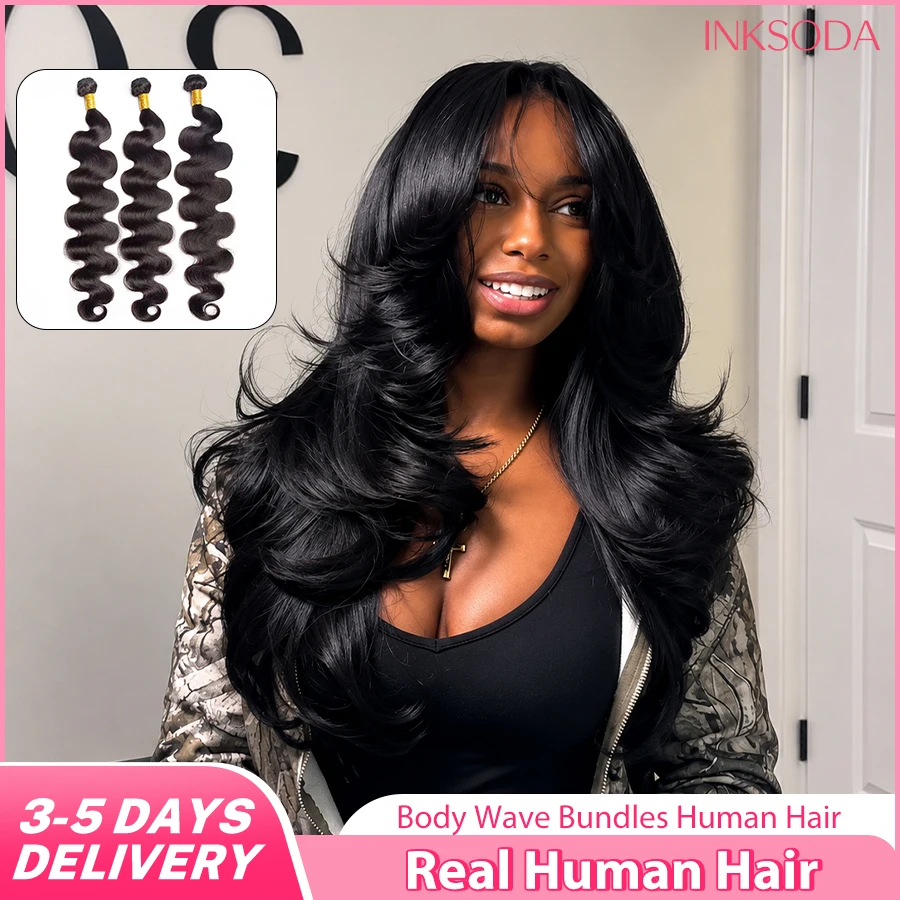 1/3/4PCS 10-38 Inch Natural Color Body Wave Human Hair Bundles And Weaves Unprocessed Brazilian Human Hair Weave Bundles Raw Hair Bundles Weave Extensions Hair Extensions Materials For Women Natural Black Soft And Silky Hair