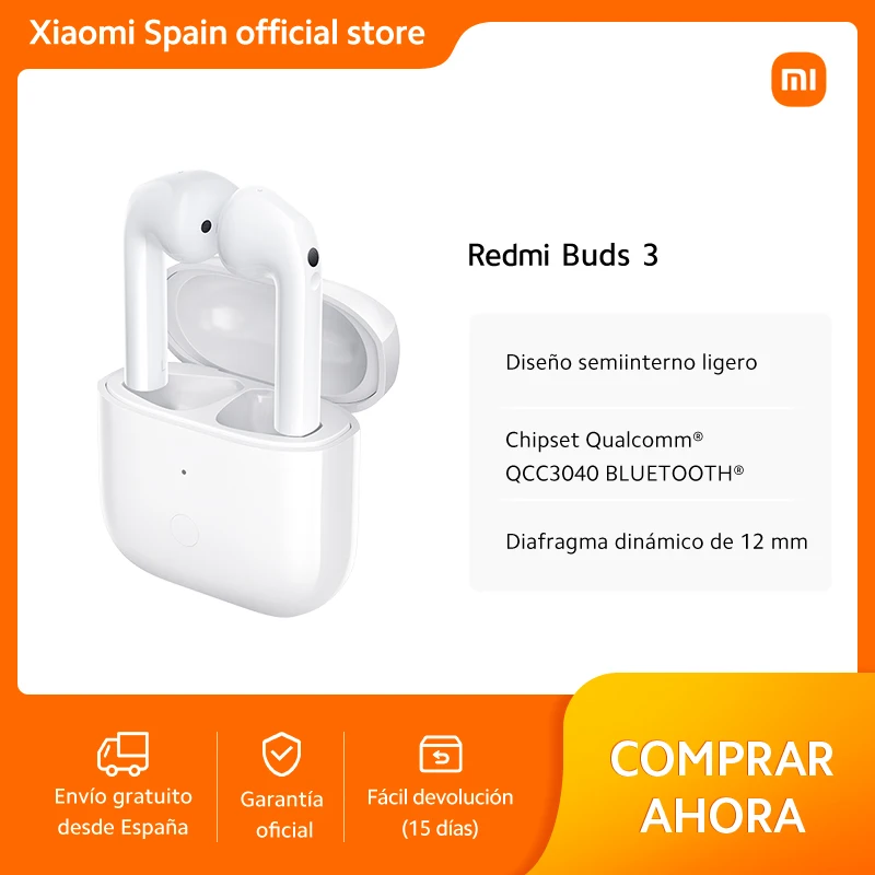 Official |Redmi Buds 3｜Diseño semiinterno ligero ｜Chipset Qualcomm® QCC3040 BLUETOOTH® ｜Diafragma dinámico de 12 mm