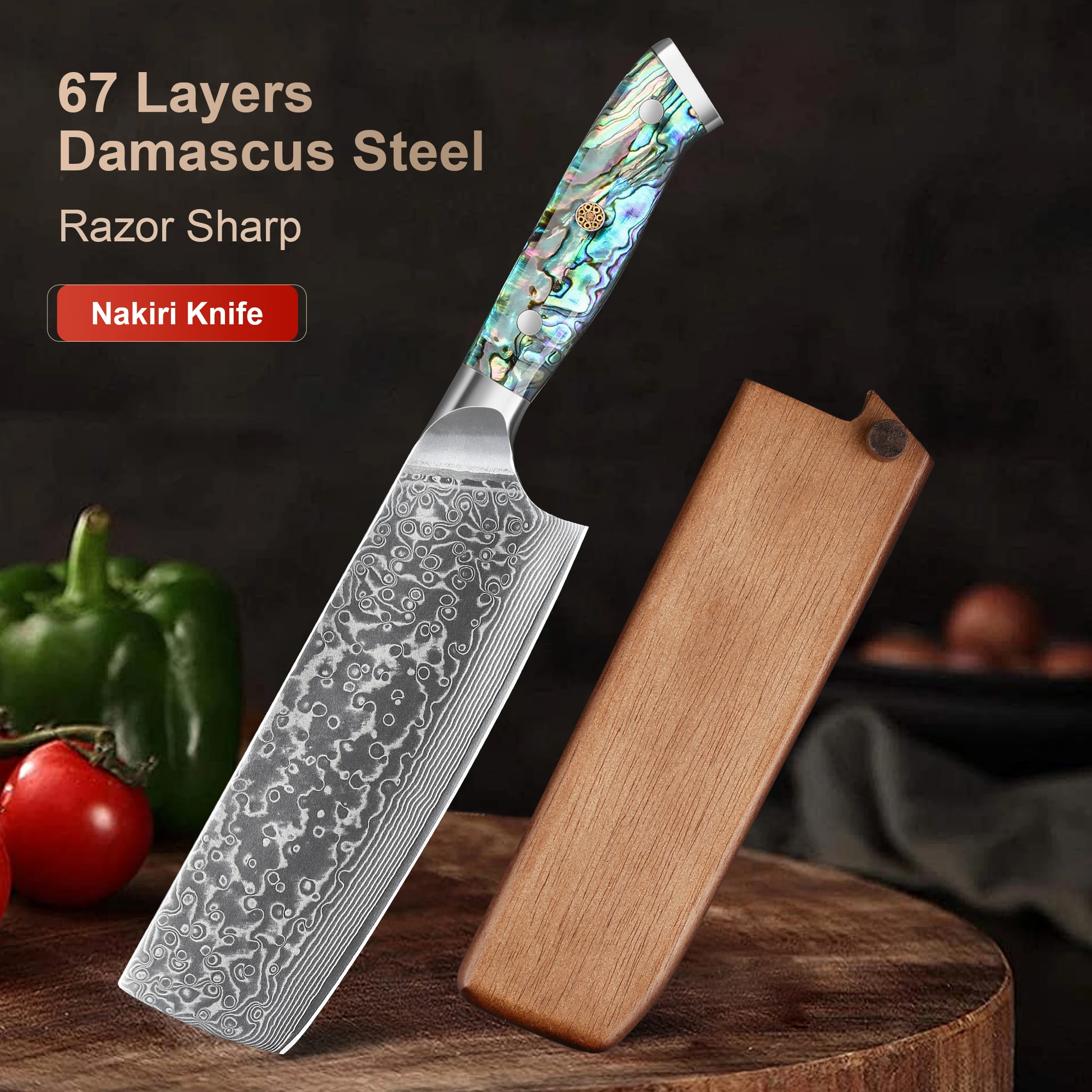 

7-inch Professional Chef's Knife 67 Layers Damascus Steel VG10 Sharp Tools Nakiri knife Cooking Tool