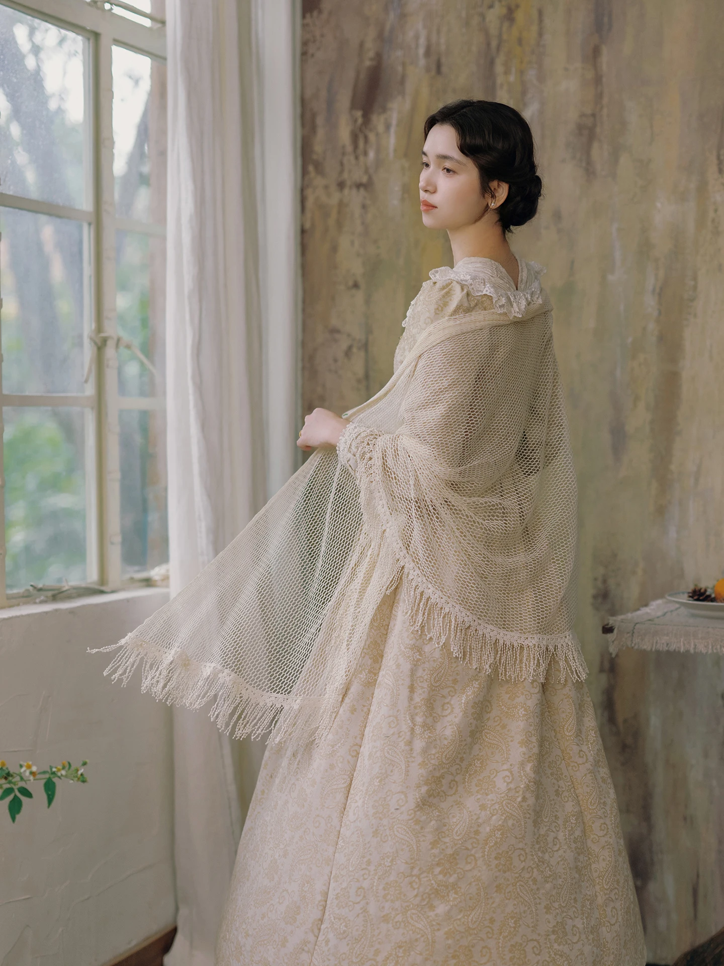 TIYIHAILEY-Loose Long Tassels Cloak Shawl,Beige, Vintage, Spring, Summer Cotton Outerwear, New Fashion, 2026 New Tassels