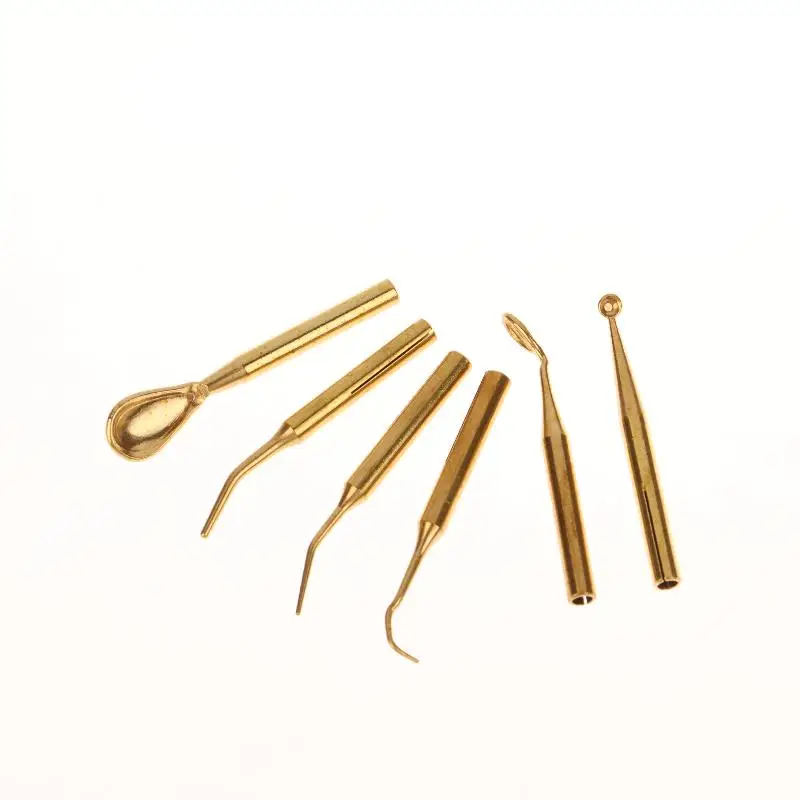 

6 Pcs/Box Dental Electric Waxer Tips Dental Wax Carving Knife Pen Pencil Copper Tips For Lab