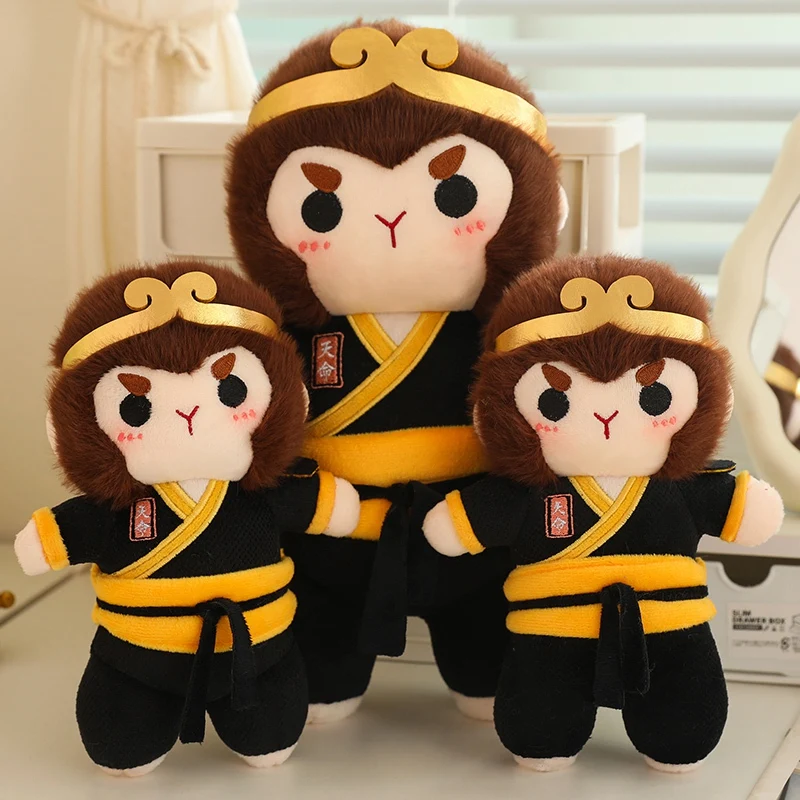 Cartoon Monkey King plush toy Black Monkey King Sun Wukong Doll Cute Monkey kids Large Sleeping Throw pillow for children Gifts