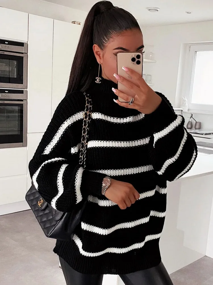 Rollkragenpullover Frauen Mode Einfache 2025, Winter Pullover Jumper Hohe Elastische Gestrickte Herbst Weibliche Grundlegende Tops Casual Bluse