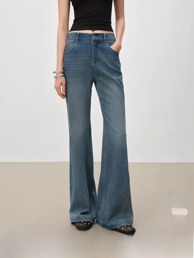 

Four-Way Stretch Micro Flared Jeans Women's High Waist 3D Denim Casual Cotton Blend Elastic Leisure Spring Season