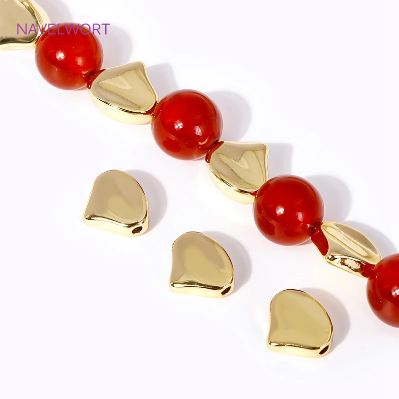 Trendy 18K Gold Plated Heart Spacer Beads,Supplies For Jewelry,Brass Flat Loose Beads DIY Bracelet Necklace Making Accessories