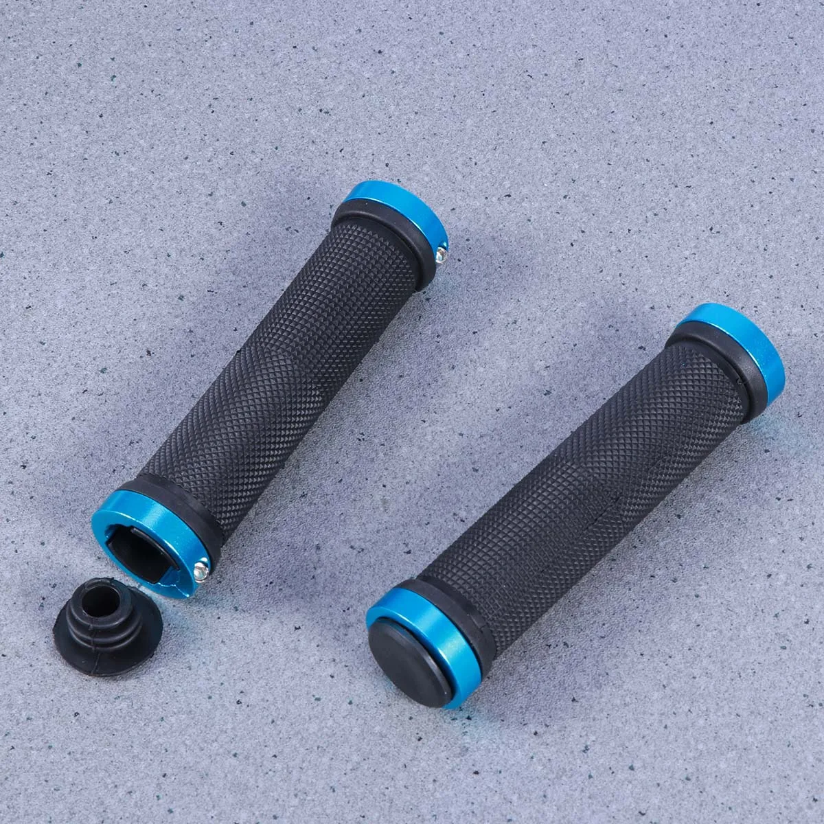 

1 Pair Mountain Bike Double Lock Aluminum Alloy Antiskid Handle Sleeve Set Blue Shock Resistance Granular Design Ergonomic