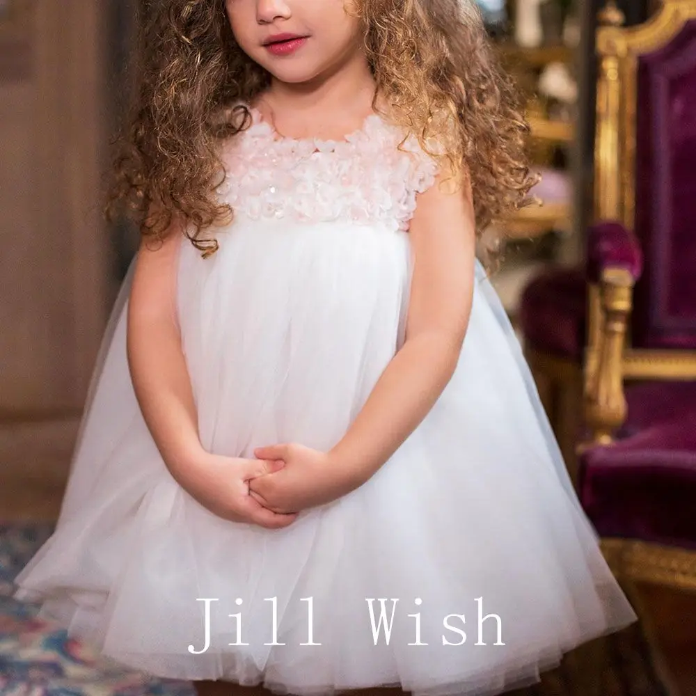 Jill Wish-Robe de Luxe pour Fille, Tenue de Princesse, à Fleurs Blanches, pour ixd'Anniversaire, de Mariage, de Bal, Communion, 2024, J192