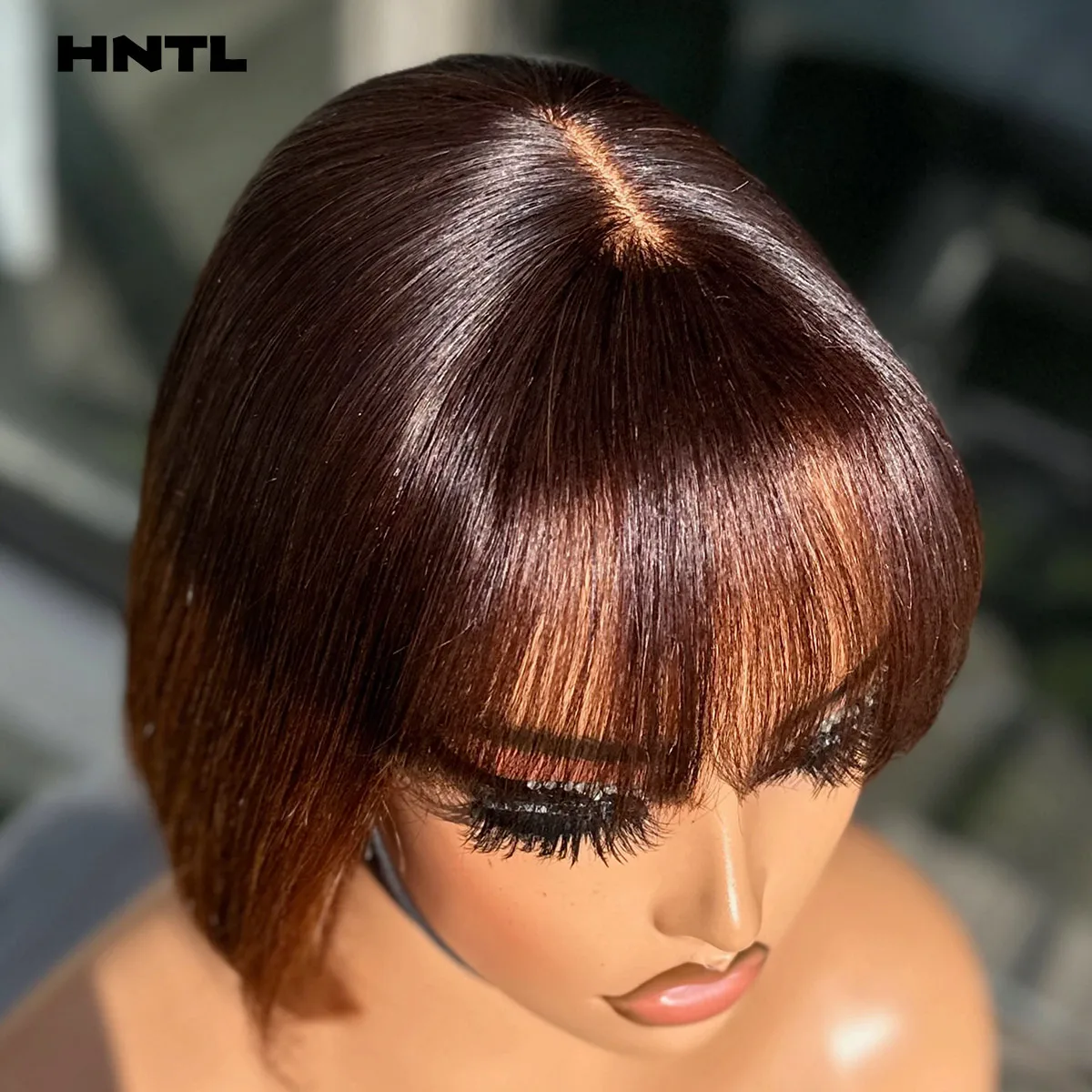 Wear and Go 2by6 Closure Bang Bob 8” Glueless Wig Human Hair Ombre Brown 4x4 5x5 Fringe Straight Bob 13x4 Pre Plucked T1B/4 Bob