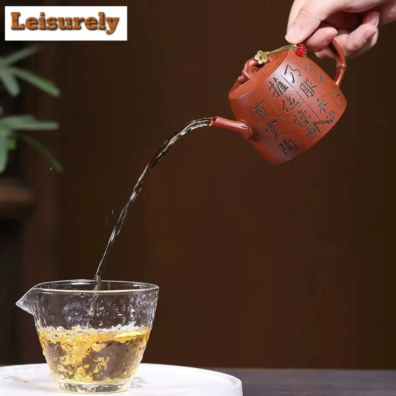 190ml Exquisite Yixing Purple Clay Teapots Handmade Calligraphy Bamboo Section Pot Raw Ore Red Downhill Mud Kettle Zisha Tea Set