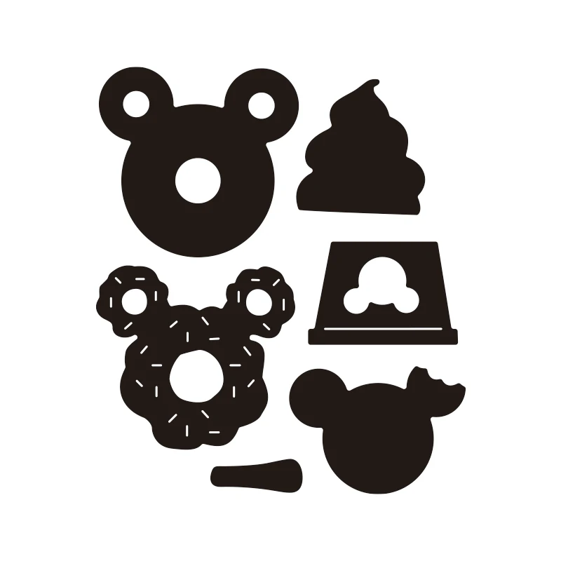 Disney Desserts Metal Cutting Dies Mouse Ears Donut Die Cuts for Scrapbooking DIY Photo Card Making Decorative Stencil