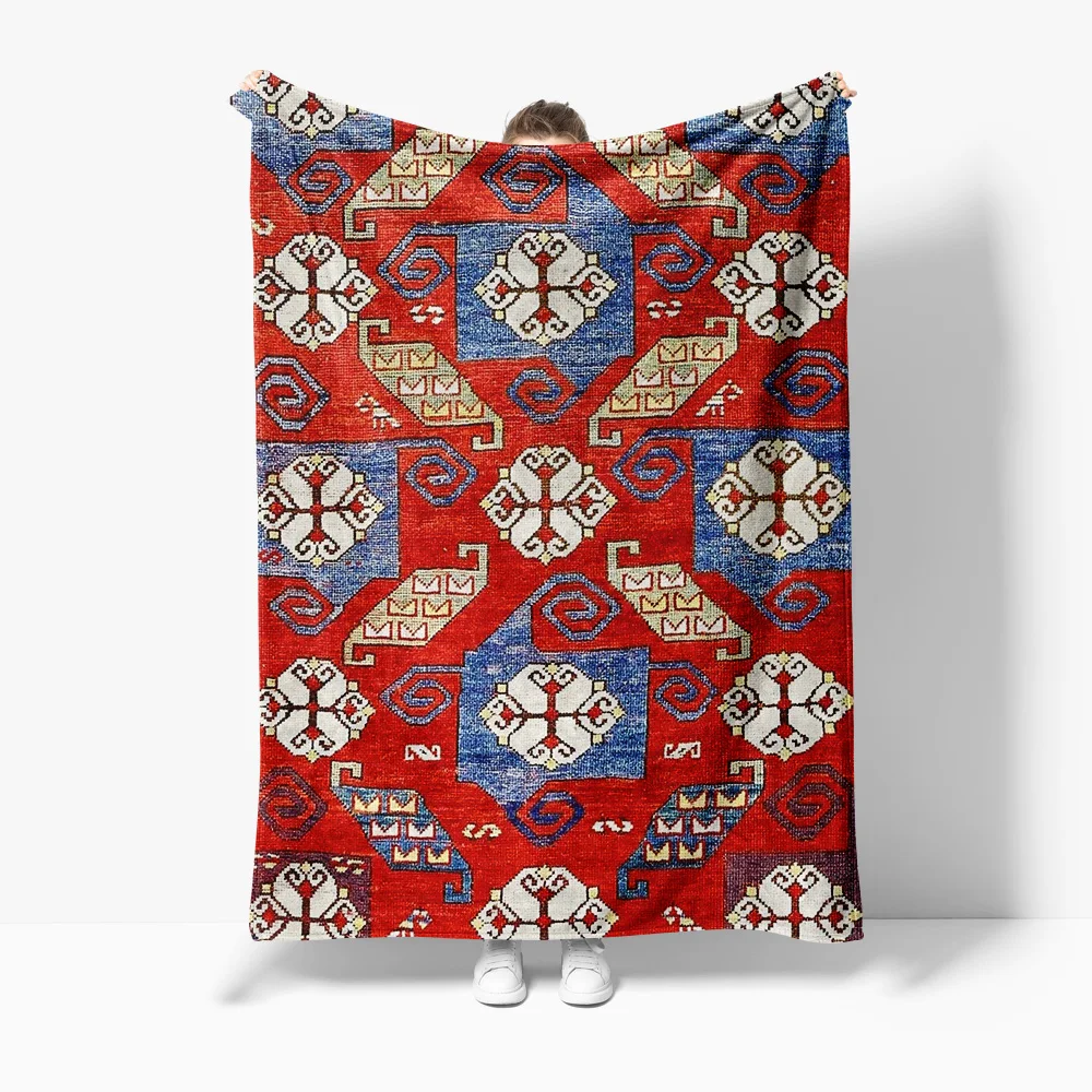 Turkish Vintage Kilim Rug Pattern Blanket Throw Soft Cozy Bed Sofa Decorative Accent Cushion Gift