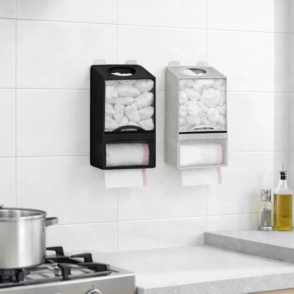 Wall Mounted Garbage Bag Storage Bag Non-woven Fabric Save Space Plastic Bag Holder Breathable Large Capacity Grocery Bag Holder