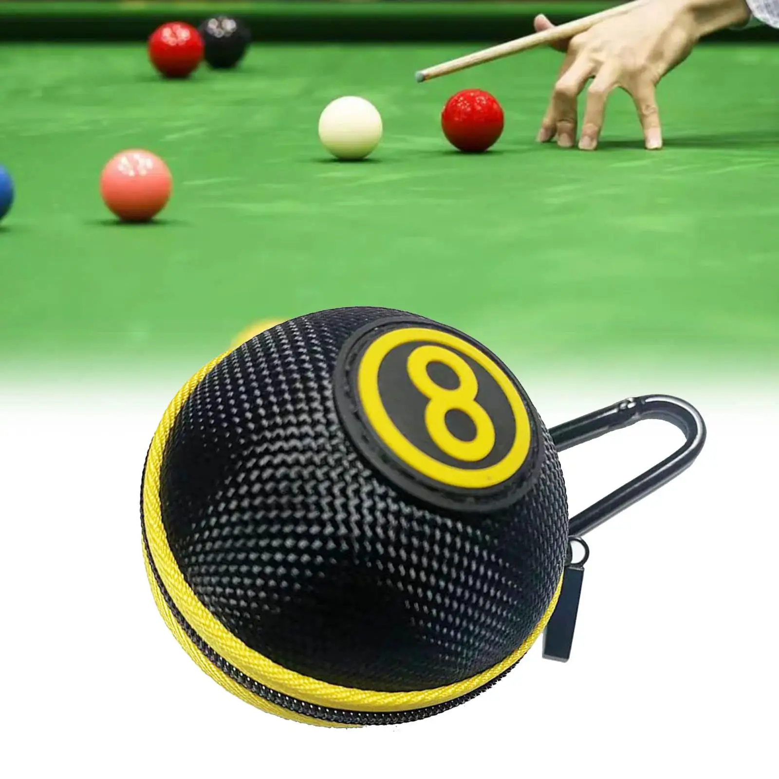 Clip On Cue Ball Case Protector Holder Billiards Accessories with Carabiner Portable Box Carrying Bag for Attaching Pool Balls