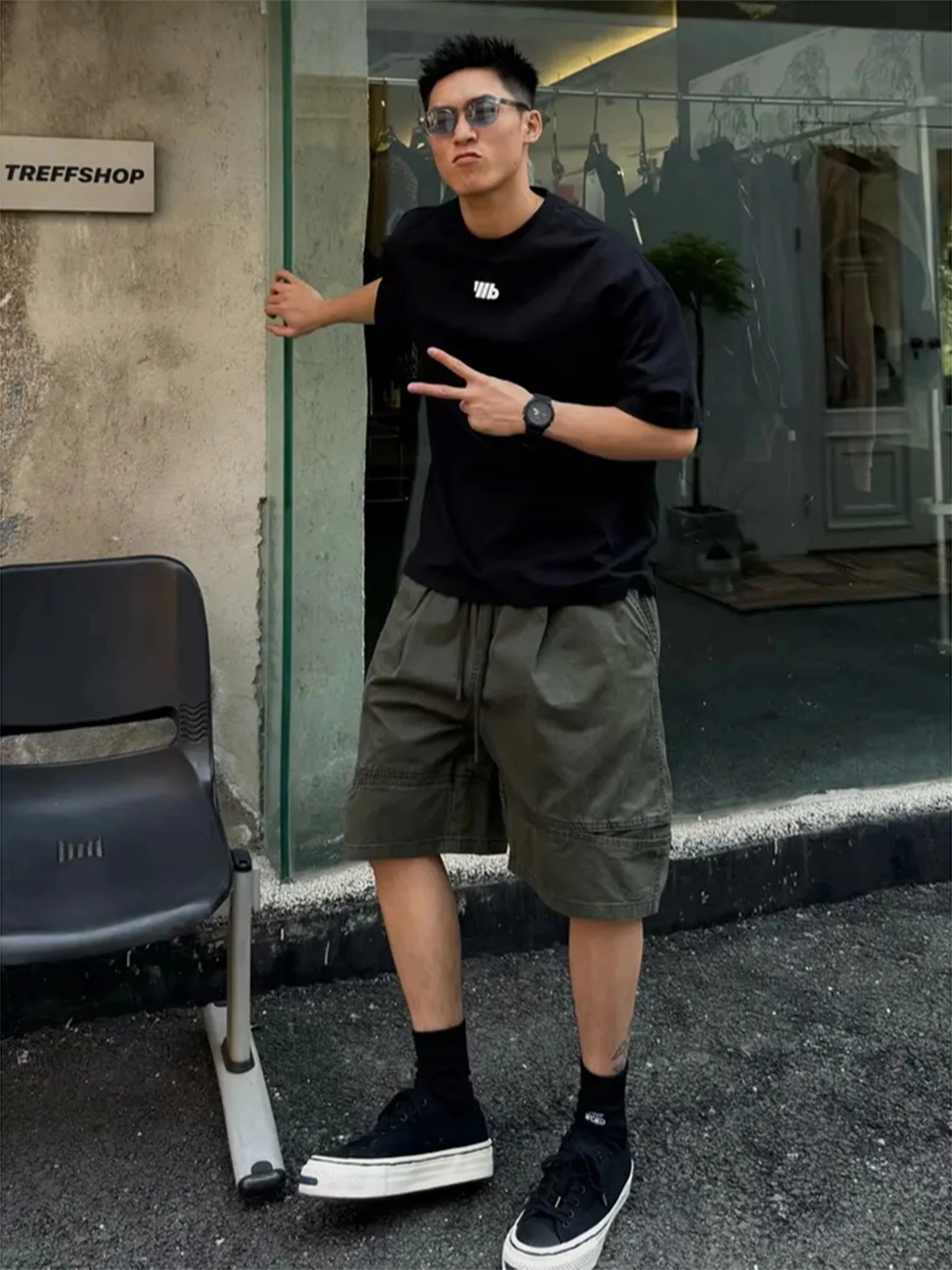 

Eeni Deconstructed Denim orts Мужская летняя американская ретро-десантник Спецодежда Свободные широкие брюки пять четвертей