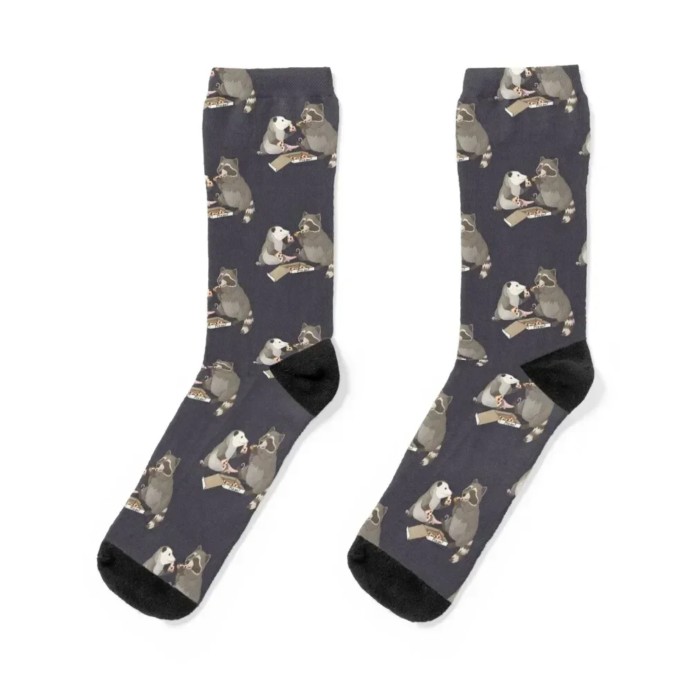 Possum and Raccoon eating pizza Socks designer brand football snow Rugby Women Socks Men's