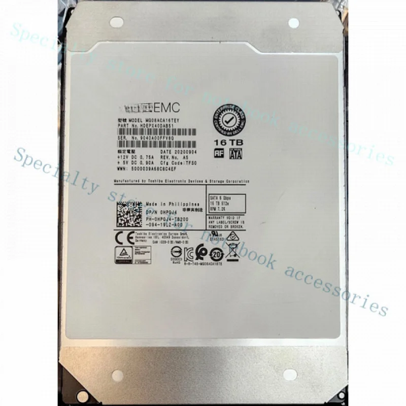 A+  for Dell PowerEdge 16TB 3.5 inch 6G SATA Hard Drive HPGJ4 MG08ACA16TEY HDEPX40DAB51