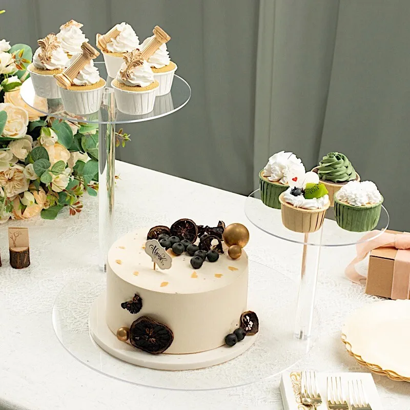 3 Tier Clear Acrylic Cake Stand for Dessert Display Multi Level Serving Tray Compatible with Home For Bakery Use