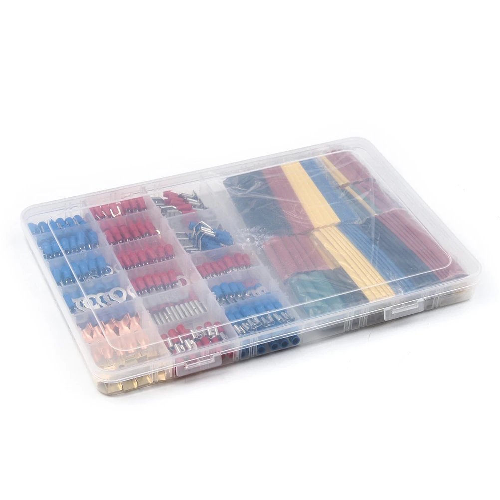 

350pcs Wire Terminal Connectors 2:1 Heat Shrink Tubing Assorted Color Auto Electricians Mechanics Cars Reusable Case