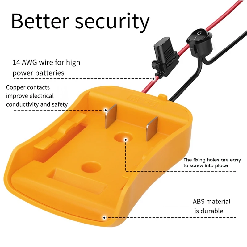 Power Wheel Adapter For Dewalt 20V Battery With Fuse Work With For Dewalt 20V DCB205 DCB206 DCB200 Component Parts