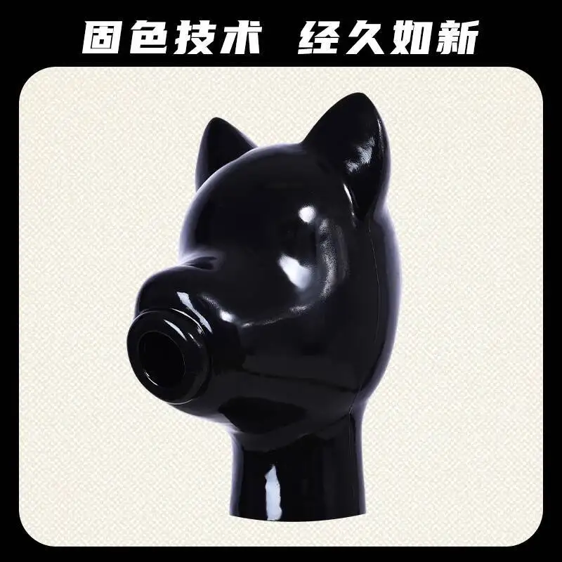 Smitizen Glossy Short-Eared Dog Drone Headgear Silicone Bodysuit One-Piece Suit Props Masquerade Mask