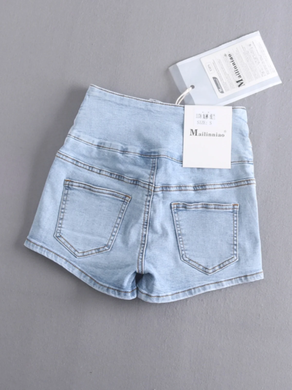 American Style High Waist Cross Tie Design Sexy Short Pants Women's Jeans Shorts Tight Fitting Hot Pants Cotton Stretch Denim