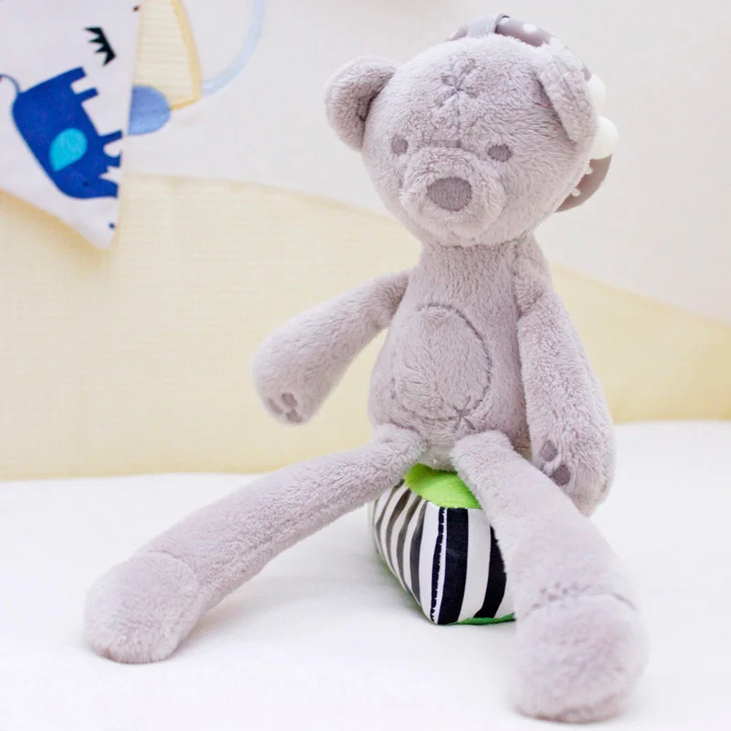 Cute Baby Crib Stroller Toy Rabbit Bunny Bear Baby Rattles Soft Plush infant Doll Mobile Bed Pram kid Animal Hanging Ring