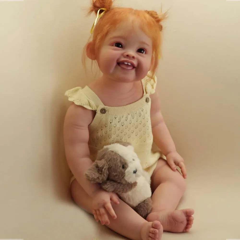 DEVI 28in Toddler Reborn Baby Doll Realistic Girl Hand-Rooted Orangish Hair Kids GIFT